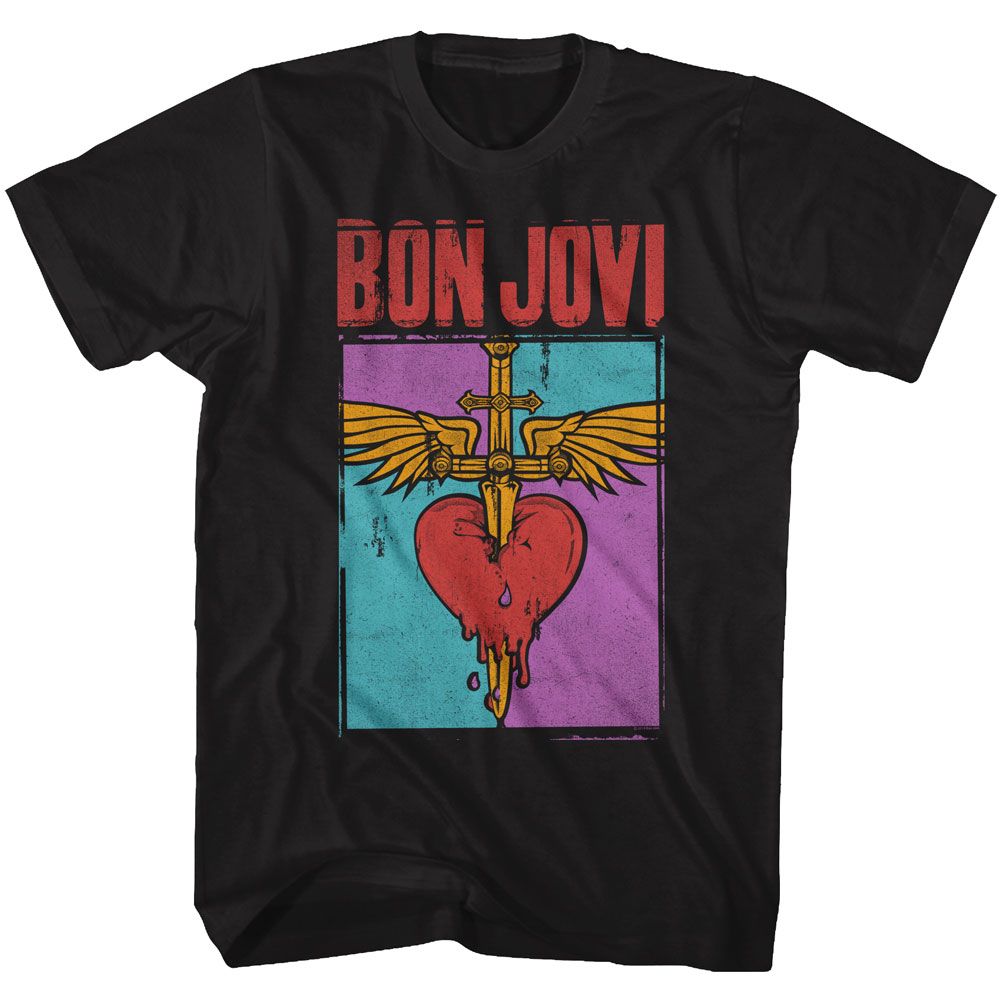 BON JOVI-HEART AND DAGGER-BLACK ADULT S/S TSHIRT