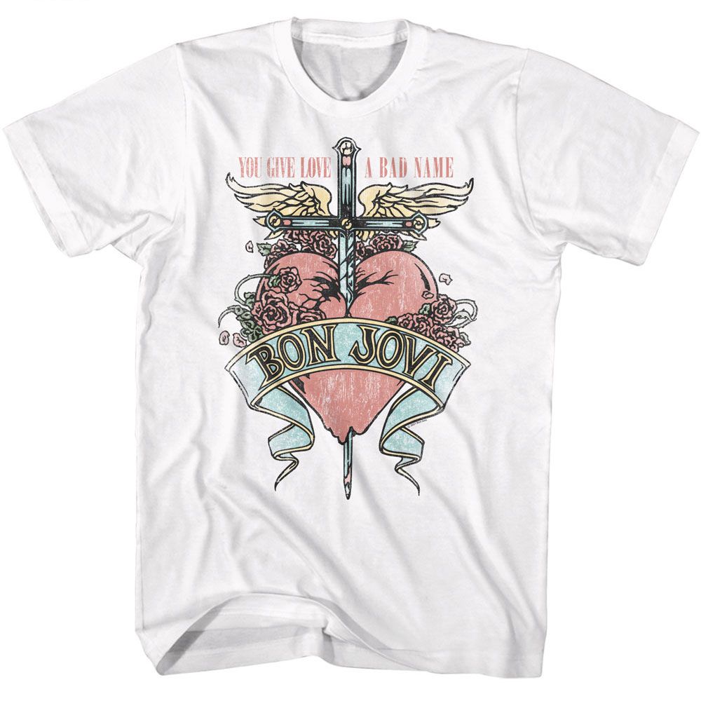 BON JOVI-BON JOVI LOVE A BAD NAME-WHITE ADULT S/S TSHIRT