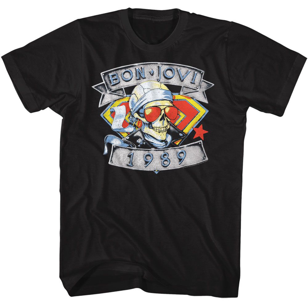 BON JOVI-BON JOVI 1989 SKULL MAN-BLACK ADULT S/S TSHIRT