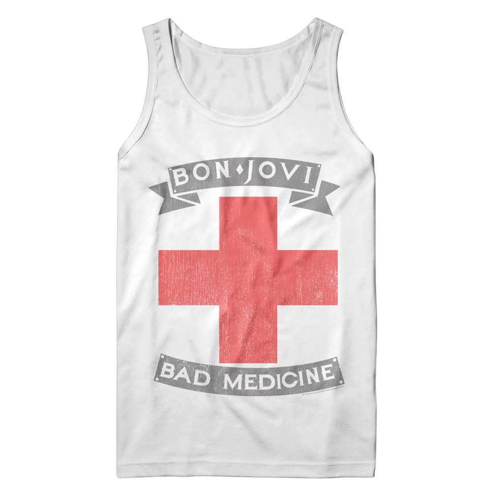 BON JOVI-BON JOVI BAD MEDICINE CROSS-WHITE ADULT TANK