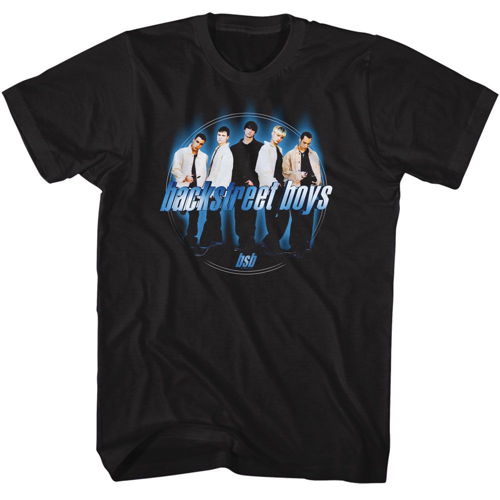 BACKSTREET BOYS-BACKSTREET BOYS BLUE CIRCLE-BLACK ADULT S/S TSHIRT