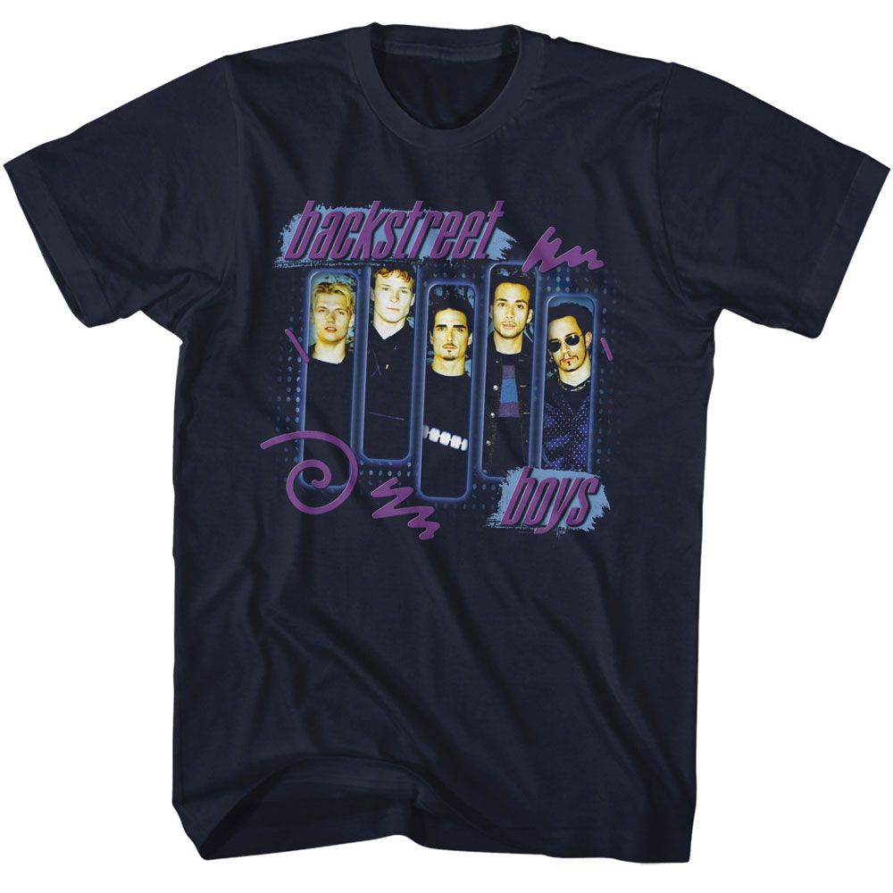 BACKSTREET BOYS-BACKSTREET BOYS BOXES-NAVY ADULT S/S TSHIRT