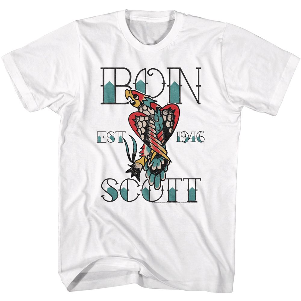 BON SCOTT-BON SCOTT TATTOO-WHITE ADULT S/S TSHIRT