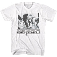 Thumbnail for BON SCOTT-BON SCOTT SINGING WITH MICROPHONE-WHITE ADULT S/S TSHIRT