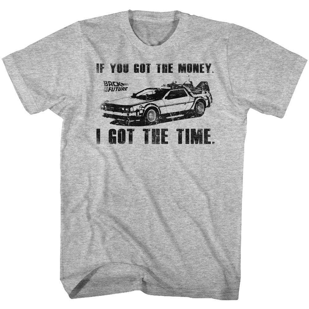 BACK TO THE FUTURE-GOT DA MONEY-GRAY HEATHER ADULT S/S TSHIRT