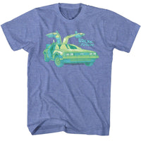 Thumbnail for BACK TO THE FUTURE-CAR CHILLIN-LIGHT BLUE HEATHER ADULT S/S TSHIRT