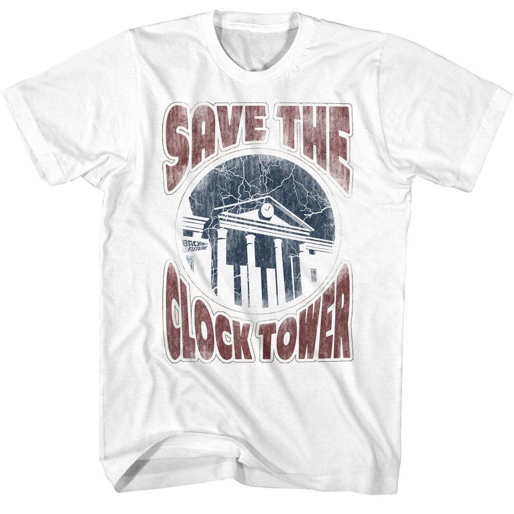 BACK TO THE FUTURE-BACK TO THE FUTURE SAVES THE DAY-WHITE ADULT S/S TSHIRT