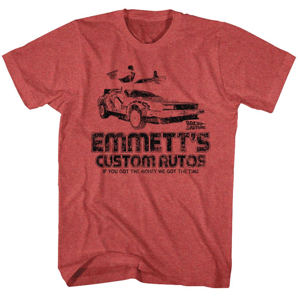 BACK TO THE FUTURE-EMMETTS-RED HEATHER ADULT S/S TSHIRT
