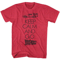 Thumbnail for BACK TO THE FUTURE-KEEP CALM-RED HEATHER ADULT S/S TSHIRT
