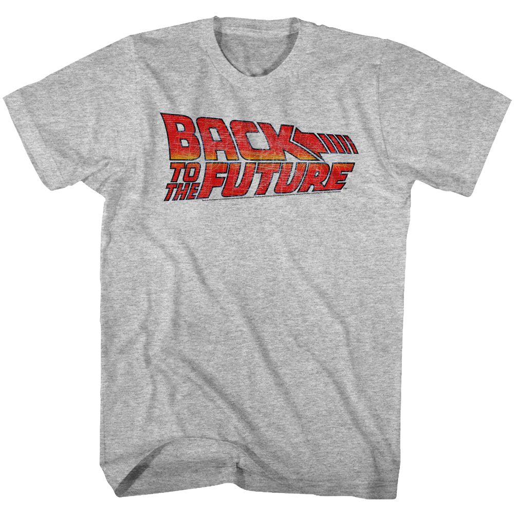BACK TO THE FUTURE-LOGO B2F-GRAY HEATHER ADULT S/S TSHIRT