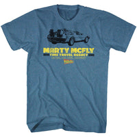 Thumbnail for BACK TO THE FUTURE-TIME IN A CAR-INDIGO HEATHER ADULT S/S TSHIRT