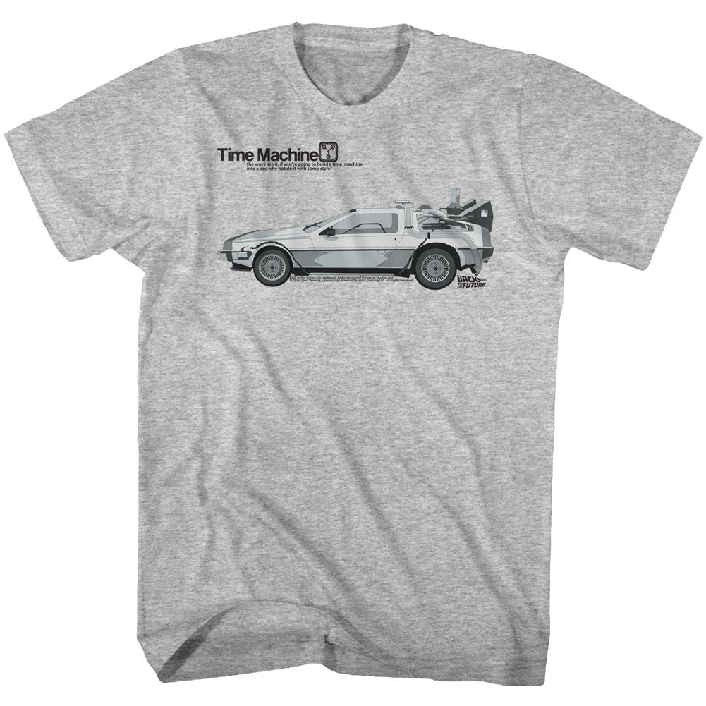BACK TO THE FUTURE-CAR-GRAY HEATHER ADULT S/S TSHIRT