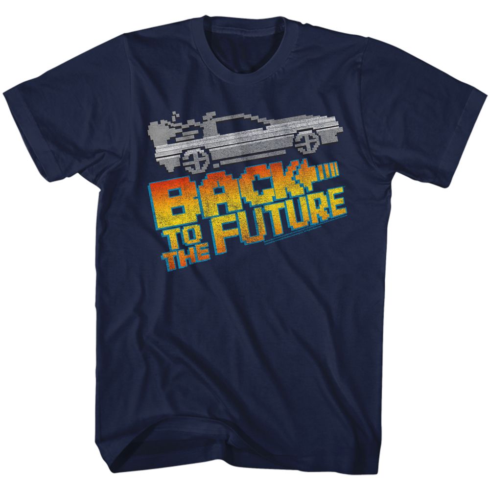 BACK TO THE FUTURE-8BIT TO THE FUTURE-NAVY ADULT S/S TSHIRT