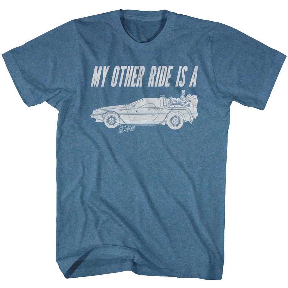 BACK TO THE FUTURE-MY OTHER RIDE-INDIGO HEATHER ADULT S/S TSHIRT