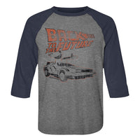 Thumbnail for BACK TO THE FUTURE-MY OTHER RIDE-PREMIUM HEATHER/VINTAGE NAVY ADULT 3/4 SLEEVE RAGLAN