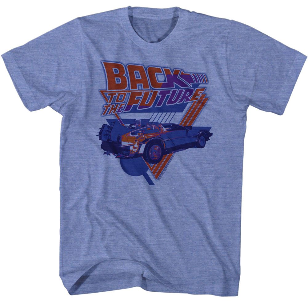 BACK TO THE FUTURE-THE BLUES-LIGHT BLUE HEATHER ADULT S/S TSHIRT