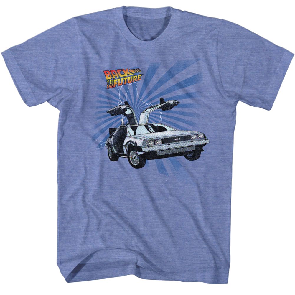 BACK TO THE FUTURE-COMICAL-LIGHT BLUE HEATHER ADULT S/S TSHIRT