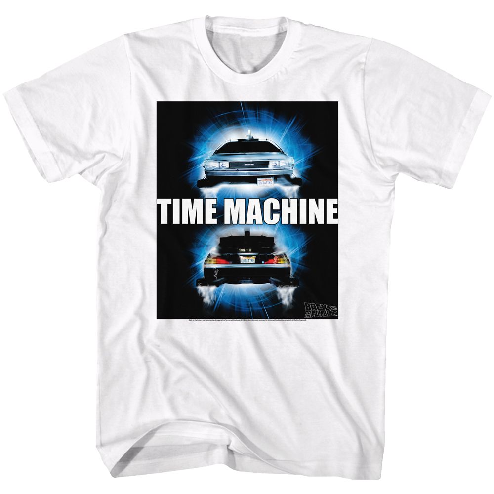 BACK TO THE FUTURE-TIME TRAVEL-WHITE ADULT S/S TSHIRT