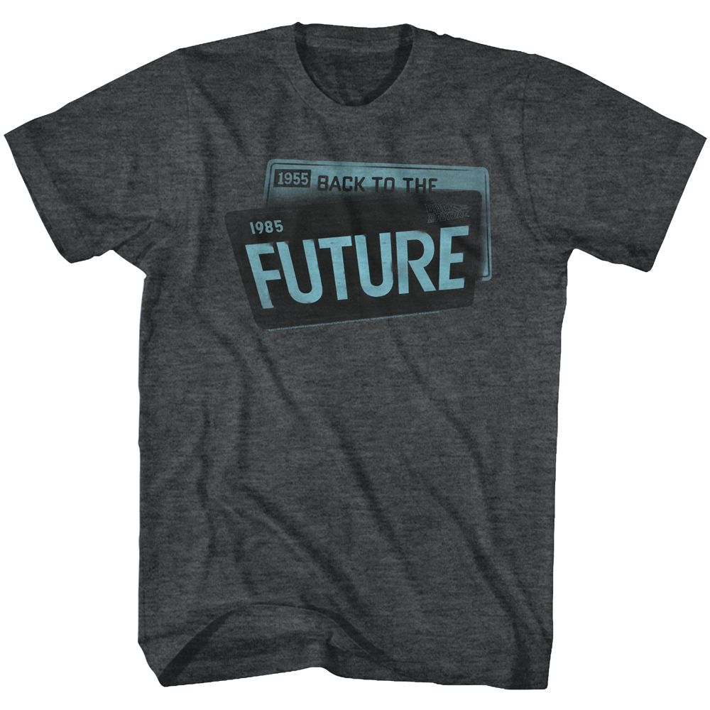BACK TO THE FUTURE-LICENSE-BLACK HEATHER ADULT S/S TSHIRT