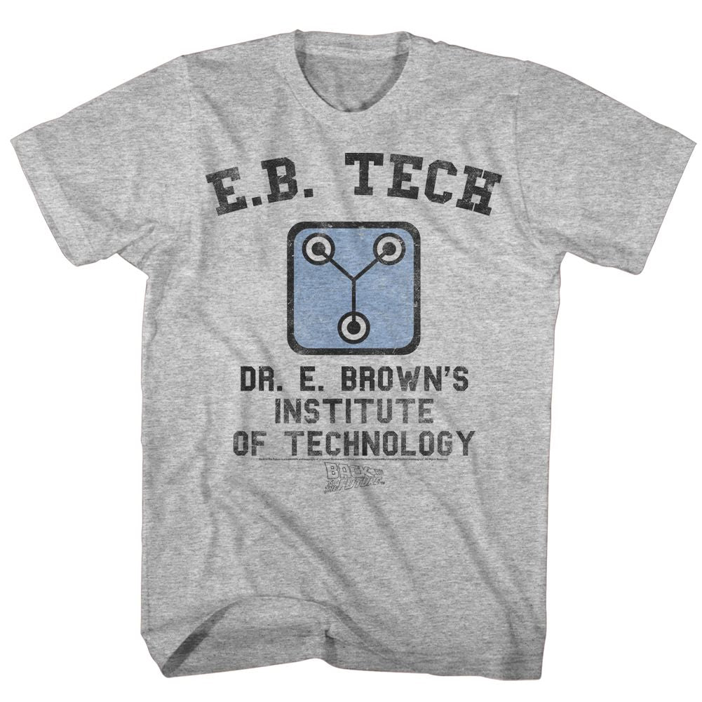 BACK TO THE FUTURE-EB TECH-GRAY HEATHER ADULT S/S TSHIRT