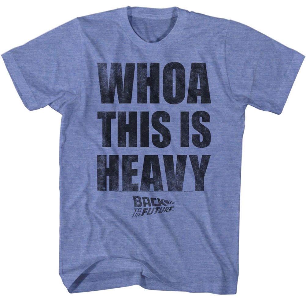 BACK TO THE FUTURE-HEAVY-LIGHT BLUE HEATHER ADULT S/S TSHIRT