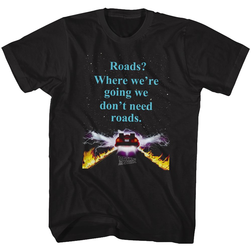 BACK TO THE FUTURE-NOROADS-BLACK ADULT S/S TSHIRT