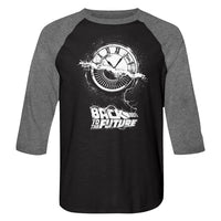 Thumbnail for BACK TO THE FUTURE-WHEEL OF TIME-VINTAGE BLACK/PREMIUM HEATHER ADULT 3/4 SLEEVE RAGLAN