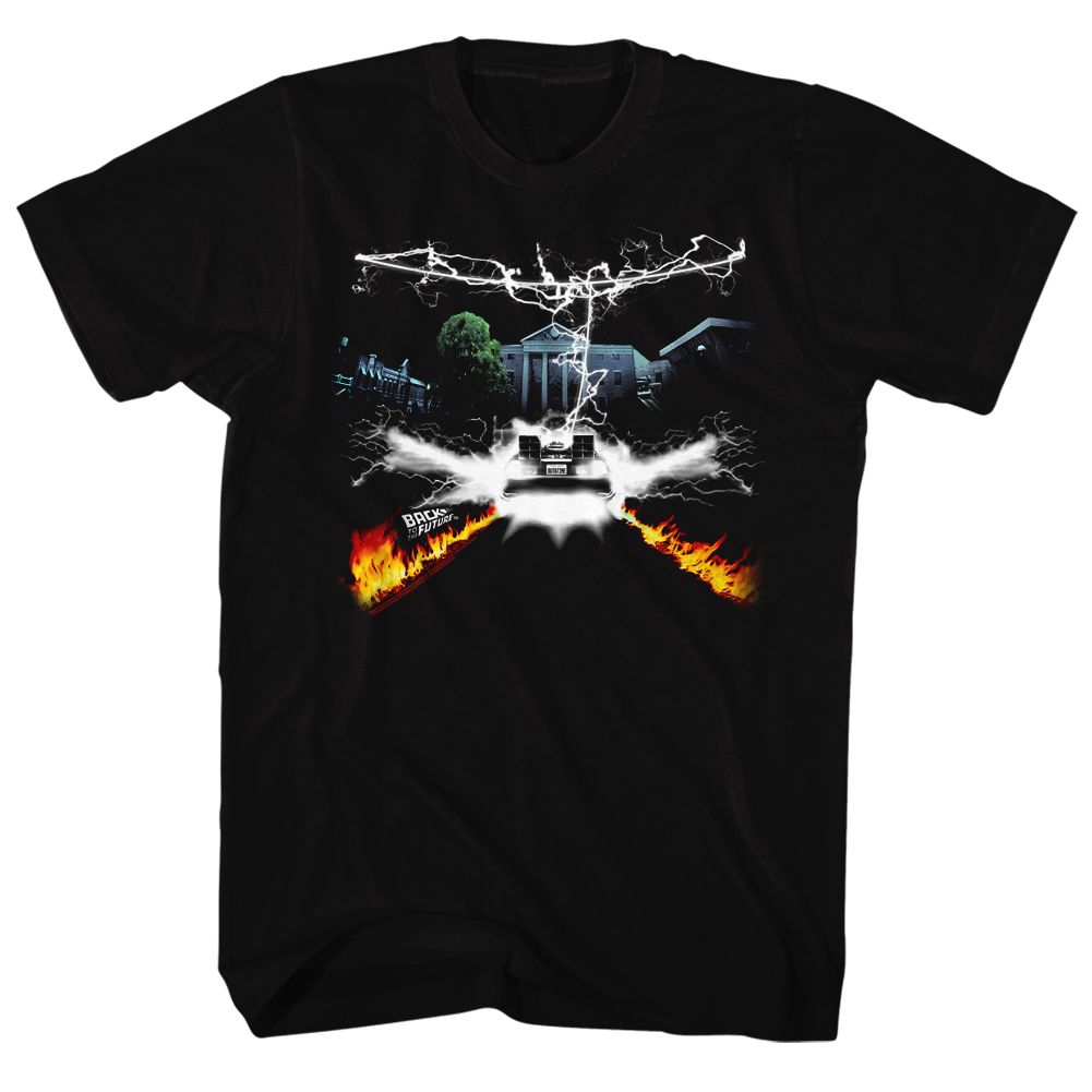 BACK TO THE FUTURE-COLLAGE-BLACK ADULT S/S TSHIRT