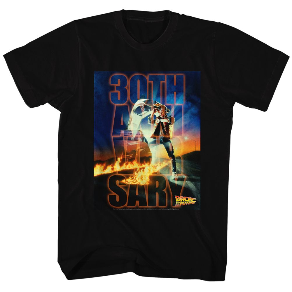 BACK TO THE FUTURE-BTF 30TH ANNIVERSARY-BLACK ADULT S/S TSHIRT