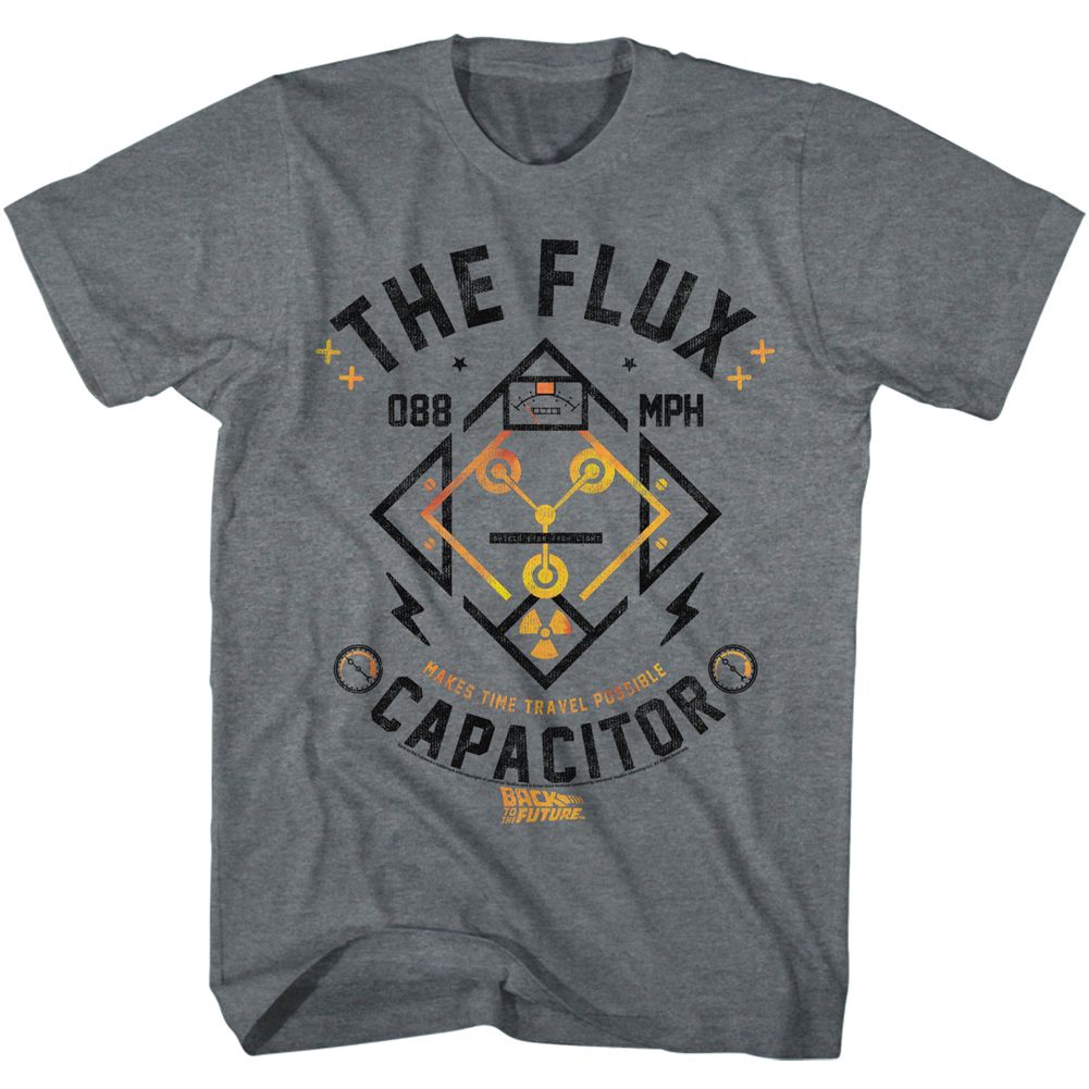 BACK TO THE FUTURE-FLUX STREETWEAR-GRAPHITE HEATHER ADULT S/S TSHIRT
