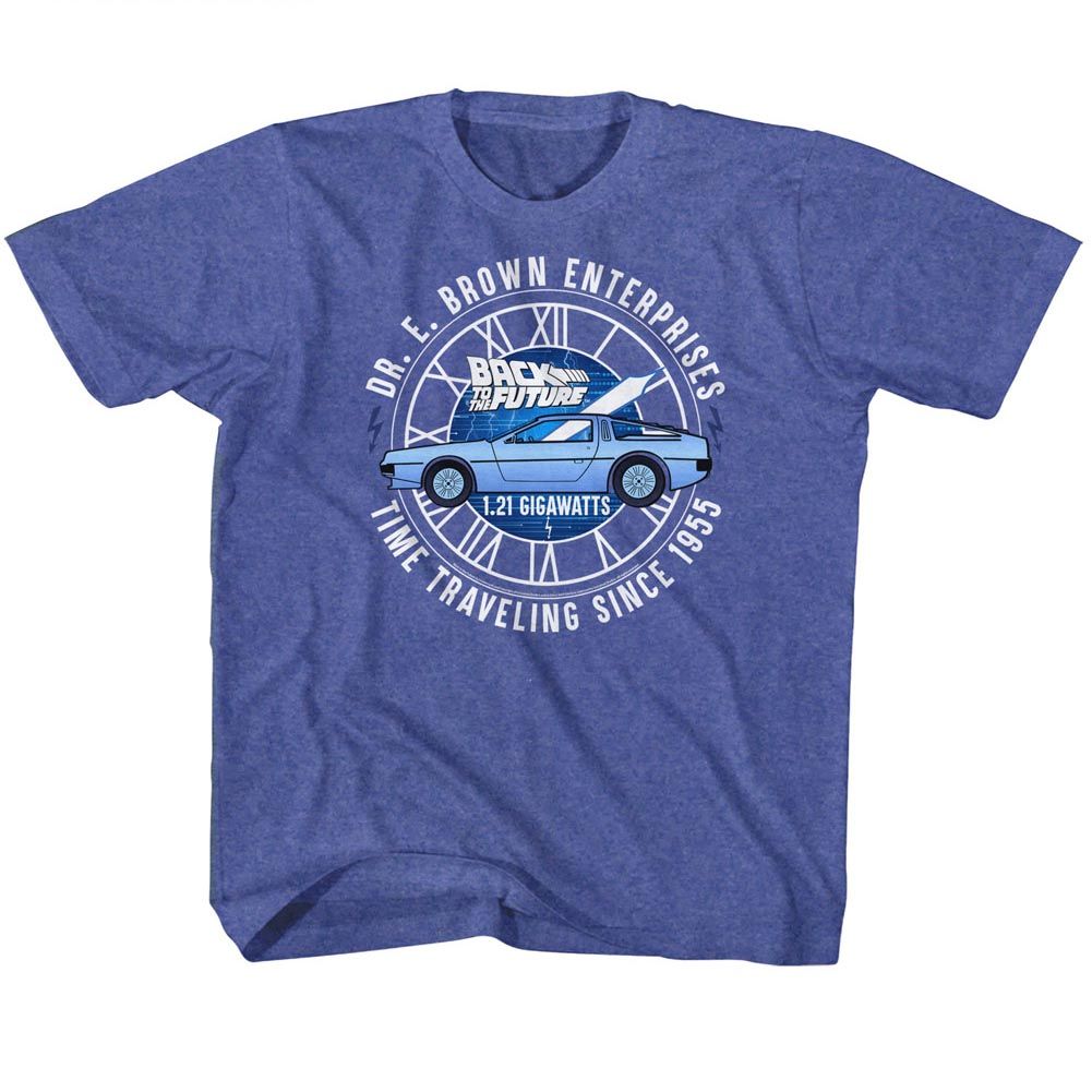 BACK TO THE FUTURE-DR E BROWN ENTERPRISES-ROYAL HEATHER YOUTH S/S TSHIRT