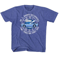 Thumbnail for BACK TO THE FUTURE-DR E BROWN ENTERPRISES-ROYAL HEATHER YOUTH S/S TSHIRT