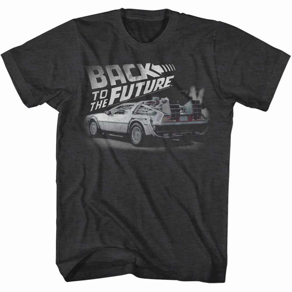BACK TO THE FUTURE-FADED BTTF-BLACK HEATHER ADULT S/S TSHIRT