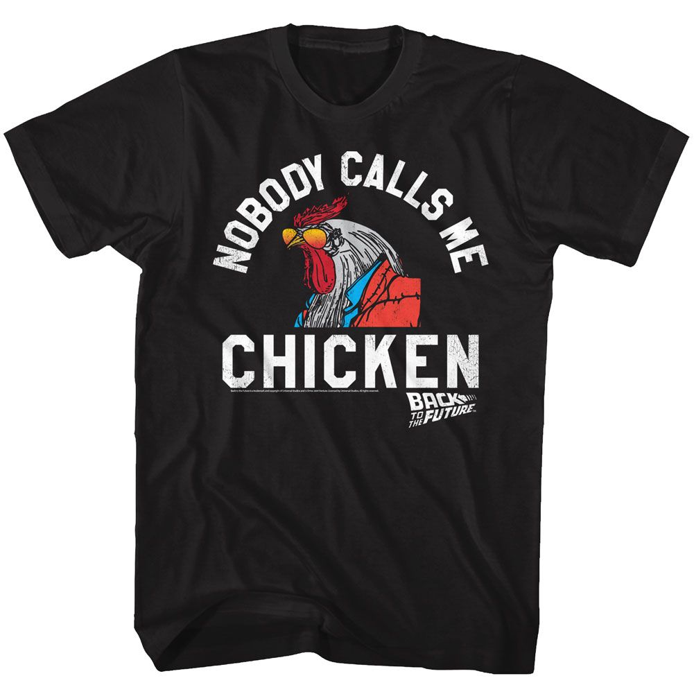 BACK TO THE FUTURE-CHICKEN-BLACK ADULT S/S TSHIRT