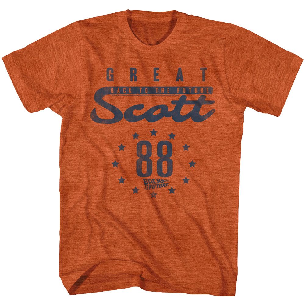 BACK TO THE FUTURE-SCOTT 88-ANTIQUE ORANGE HEATHER ADULT S/S TSHIRT