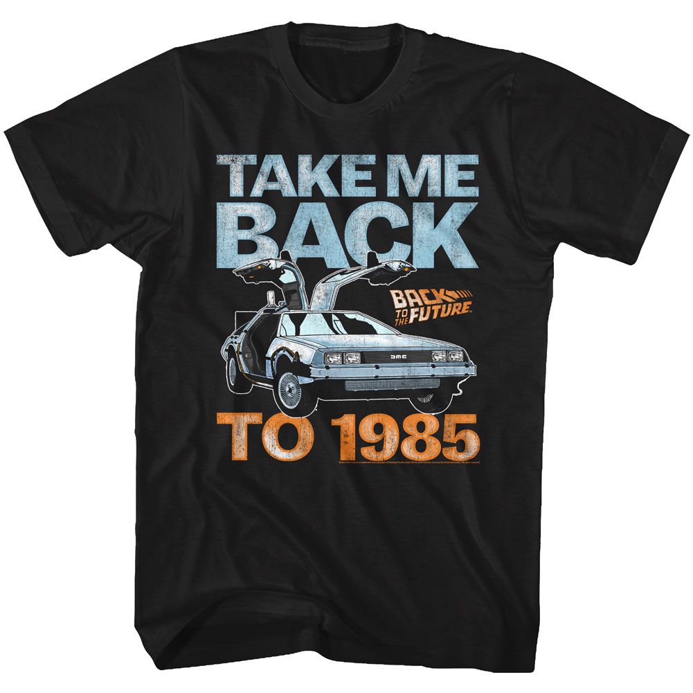 BACK TO THE FUTURE-TAKE ME BACK TO 1985-BLACK ADULT S/S TSHIRT
