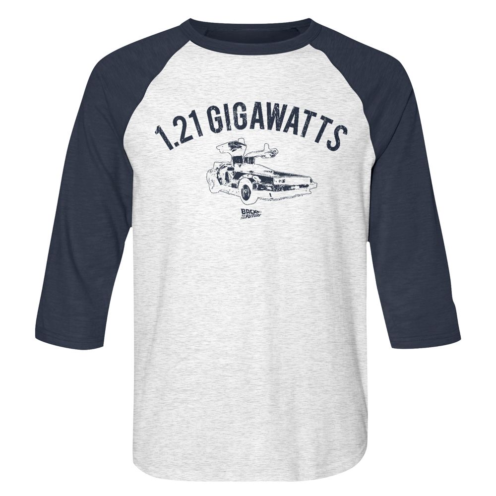 BACK TO THE FUTURE-121 GW-WHITE HEATHER/VINTAGE NAVY ADULT 3/4 SLEEVE RAGLAN
