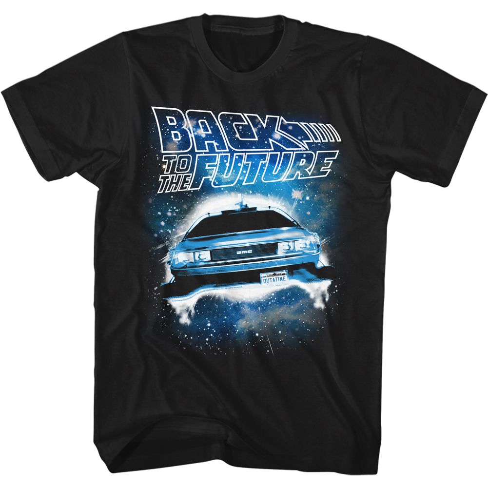 BACK TO THE FUTURE-SPACECAR-BLACK ADULT S/S TSHIRT