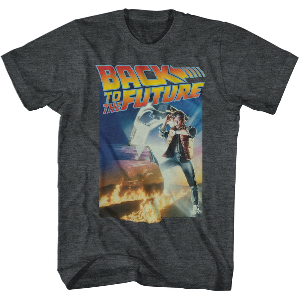 BACK TO THE FUTURE-POSTER WITH A GIG LOGO-BLACK HEATHER ADULT S/S TSHIRT
