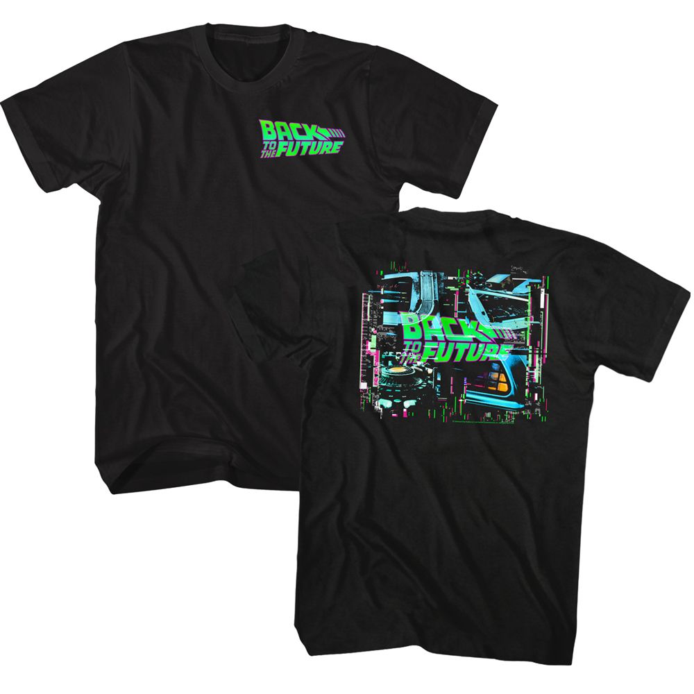 BACK TO THE FUTURE-NEONBTTF-BLACK ADULT S/S TSHIRT