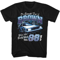 Thumbnail for BACK TO THE FUTURE-BACK TO THE FUTURE DOC BROWN LIGHTNING-BLACK ADULT S/S TSHIRT