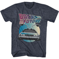 Thumbnail for BACK TO THE FUTURE-CAR CIRCLE-NAVY HEATHER ADULT S/S TSHIRT