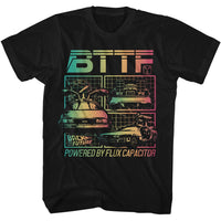 Thumbnail for BACK TO THE FUTURE-BACK TO THE FUTURE POWERED BY FLUX CAPACITOR-BLACK ADULT S/S TSHIRT