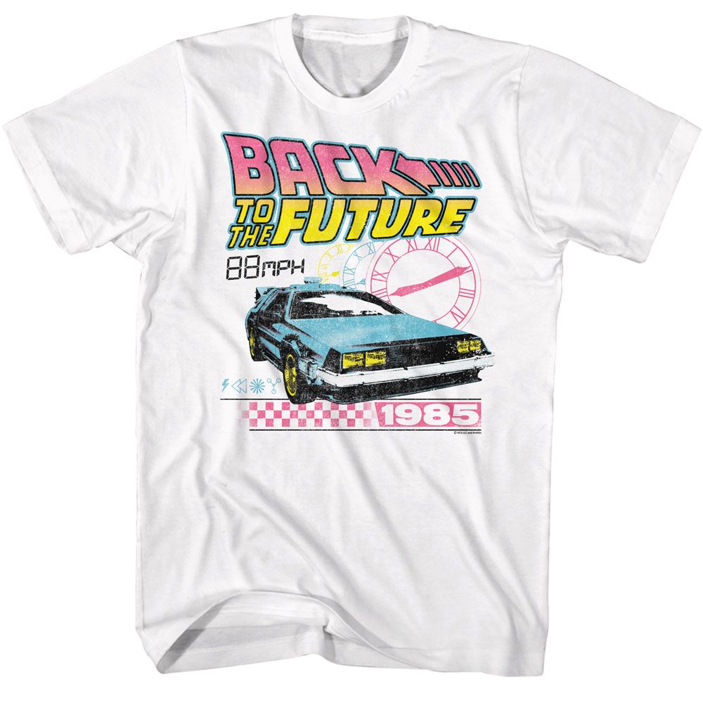 BACK TO THE FUTURE-BACK TO THE FUTURE BTF CLOCKS-WHITE ADULT S/S TSHIRT