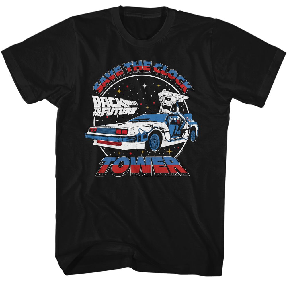 BACK TO THE FUTURE-BTTF CLOCK TOWER SPLIT COLOR-BLACK ADULT S/S TSHIRT