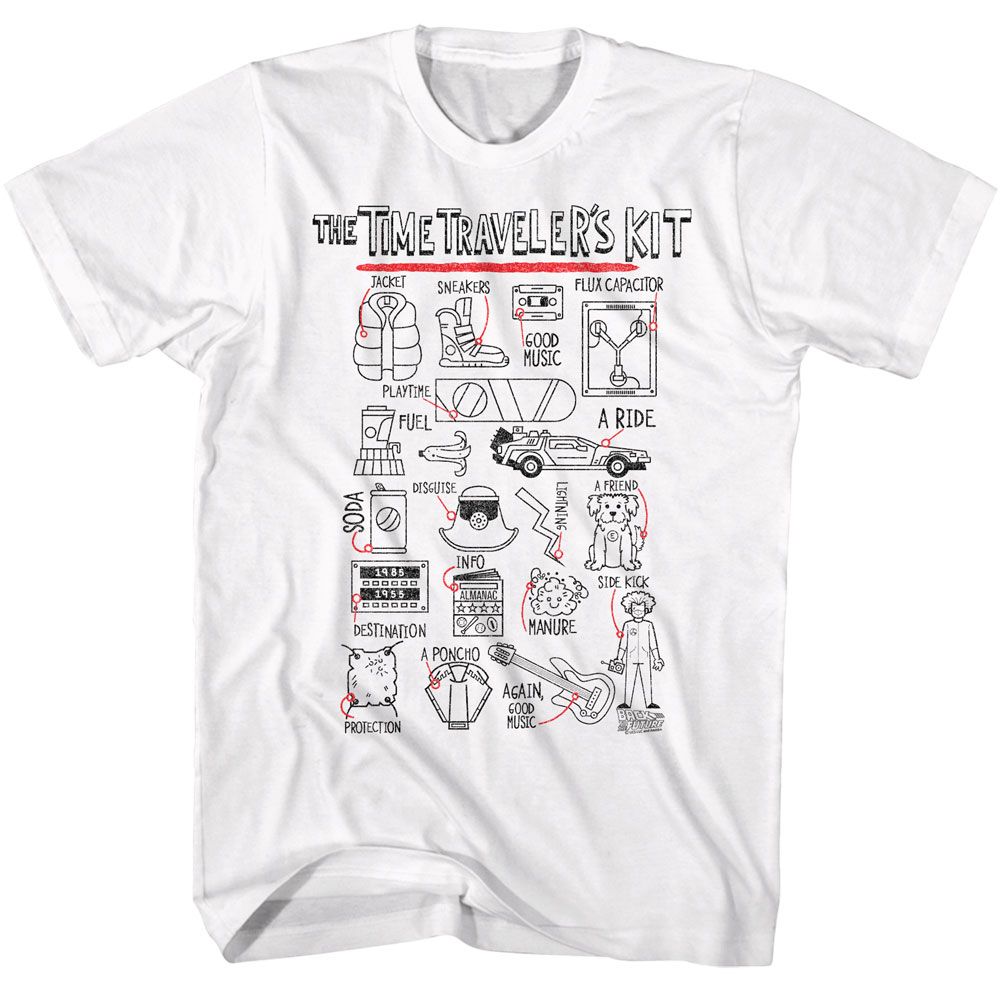 BACK TO THE FUTURE-BTTF TIME TRAVELERS KIT-WHITE ADULT S/S TSHIRT