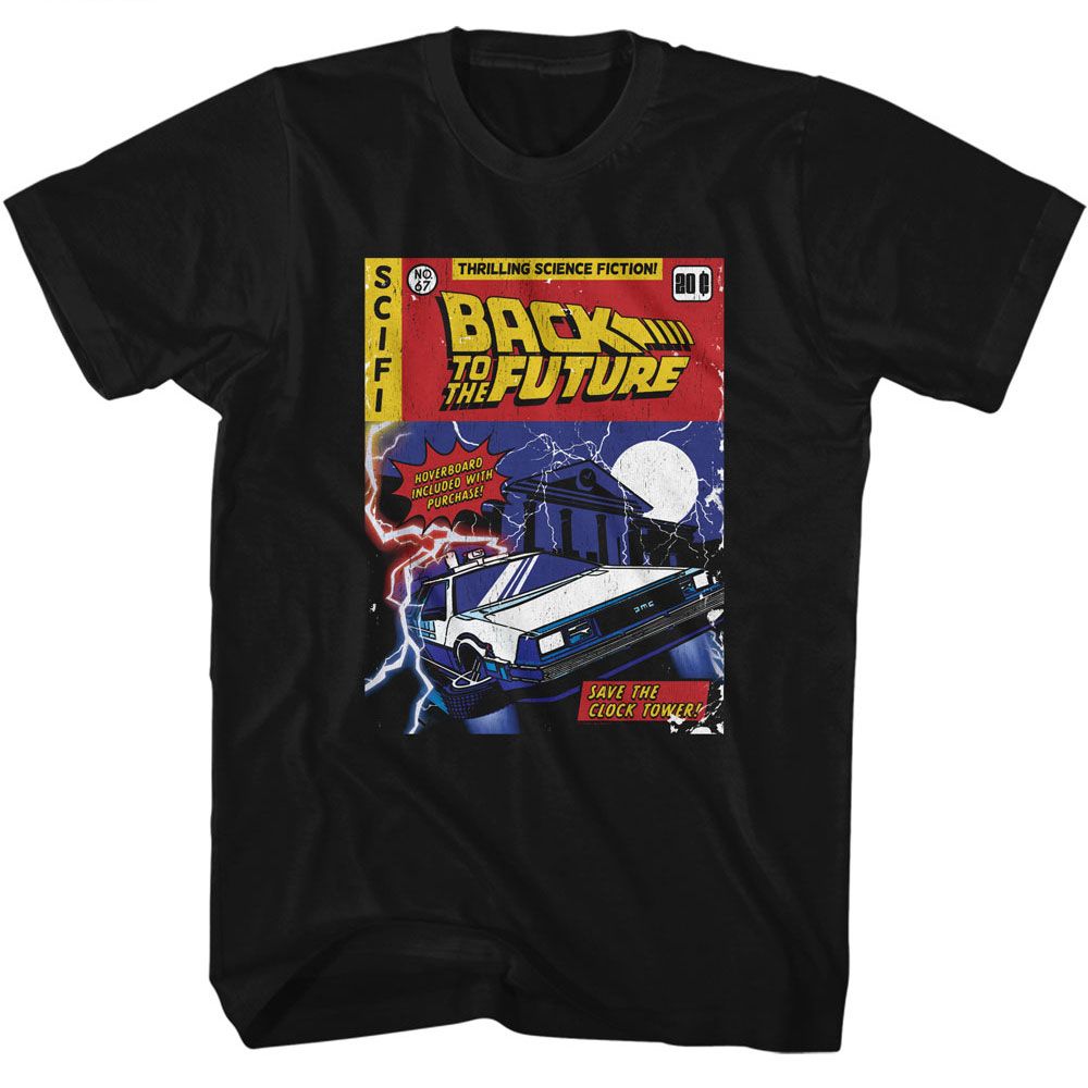 BACK TO THE FUTURE-BTTF COMIC COVER-BLACK ADULT S/S TSHIRT