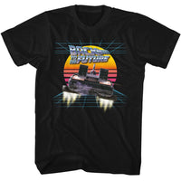 Thumbnail for BACK TO THE FUTURE-BTTF INTO THE RETRO SUNSET-BLACK ADULT S/S TSHIRT