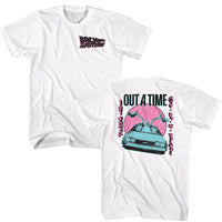 Thumbnail for BACK TO THE FUTURE-BTTF OUTATIME PASTEL FRONT AND BACK-WHITE ADULT S/S TSHIRT