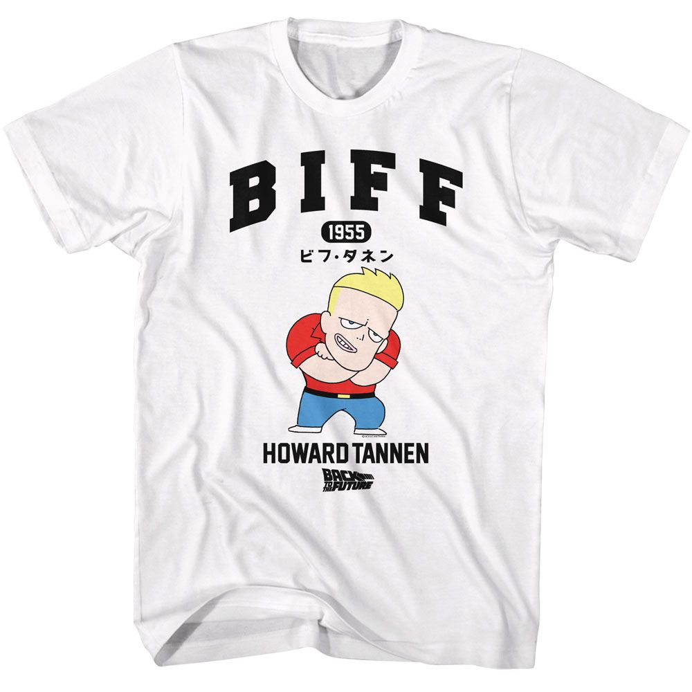 BACK TO THE FUTURE-BTTF BIFF HOWARD TANNON CARTOON-WHITE ADULT S/S TSHIRT